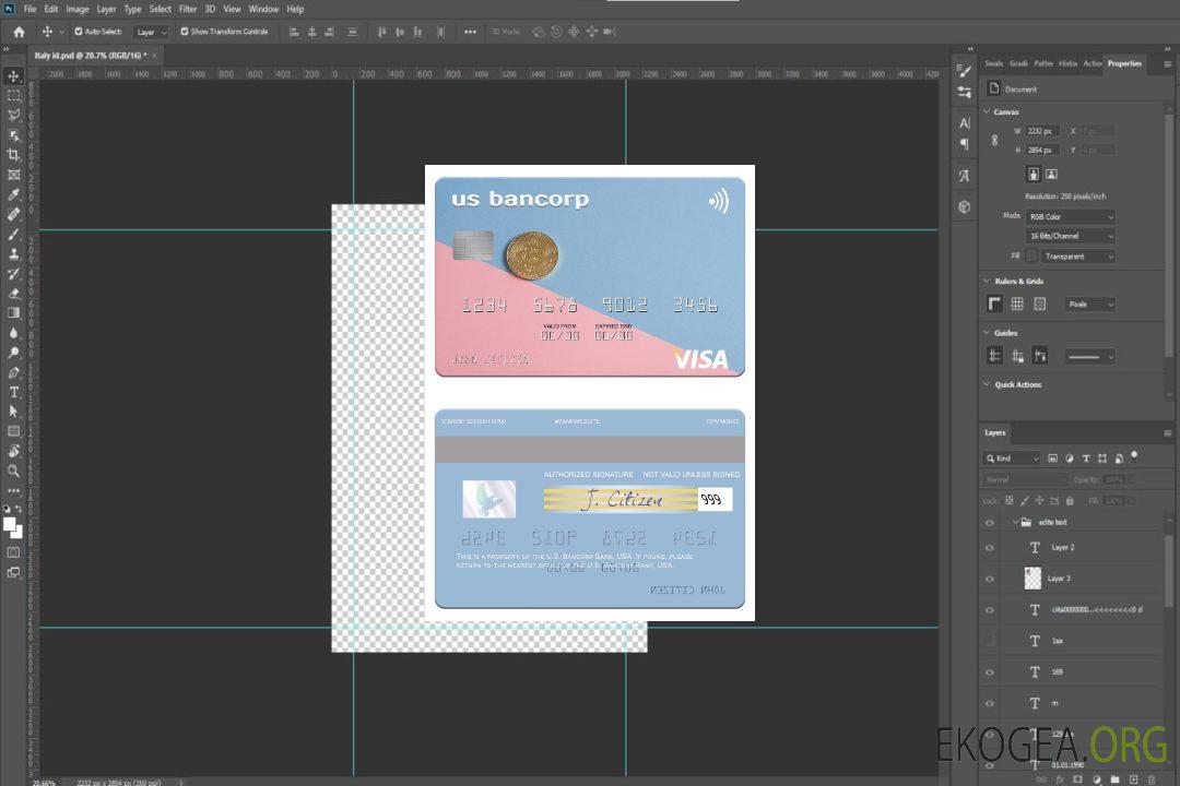 Carte visa U.S. Bancorp Bank template Carte visa U.S. Bancorp Bank template
